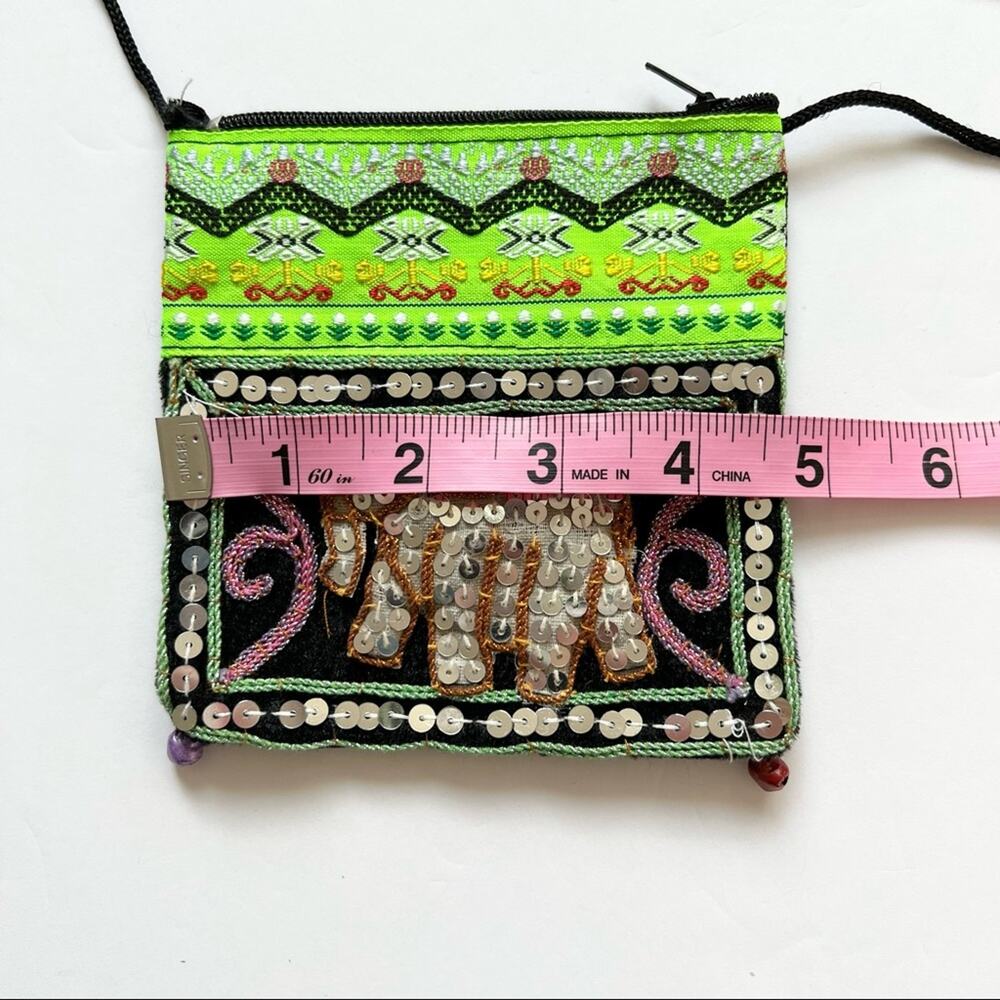 Coin Purse Crossbody Sequin Elephant Mini Purse Pouch Green‎ Black - Picture 6 of 9